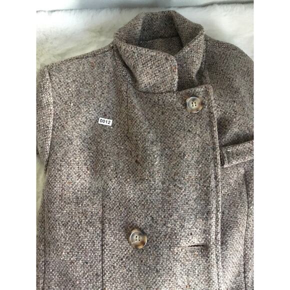 100% Wool Pea Coat Button Down Waist Sinch No Brand Long Warm Vintage - Picture 12 of 12
